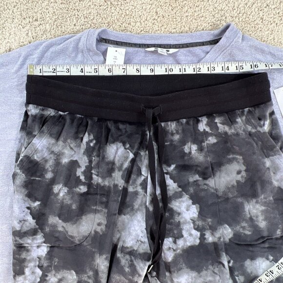 THREE DOTS Pajama Set Womans L Purple Gray Black knit Velour Lounge Stretch NWT - Picture 13 of 14